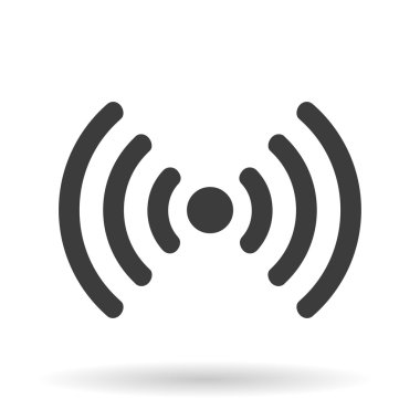 Beyaz arkaplanda gölgesi olan WIFI simgesi, vektör illüstrasyonu