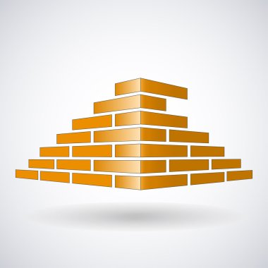 Mimari ve Buildin, beyaz arka plan üzerine tuğla logo tasarım konsepti, vektör illüstrasyon