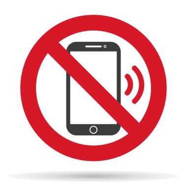 telefon cep telefonu yasağı, vektör illüstrasyon