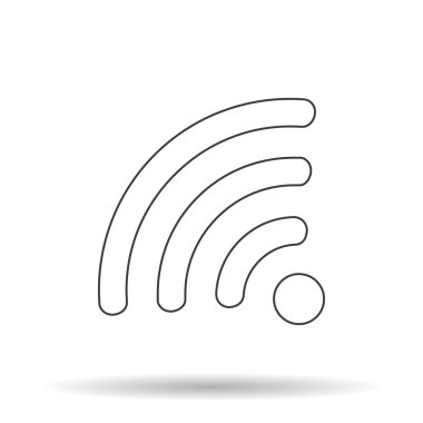 Beyaz arkaplanda gölgesi olan WIFI simgesi, vektör illüstrasyonu