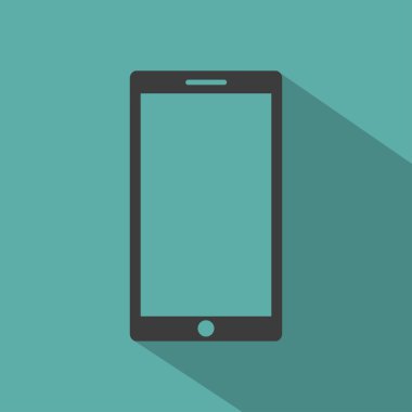 Telefon düz stil ikonu yeşil bir arka plan, vektör çizim gölge ile
