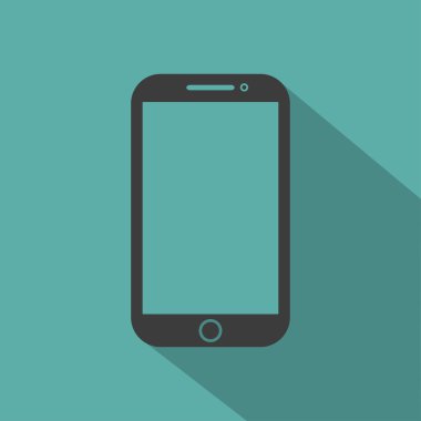 Telefon düz stil ikonu yeşil bir arka plan, vektör çizim gölge ile