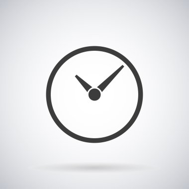 Beyaz arka planda gölgeli saat simgesi, vektör çizimi