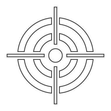 Beyaz arka planda gölgesi olan hedef simgesi, vektör çizimi