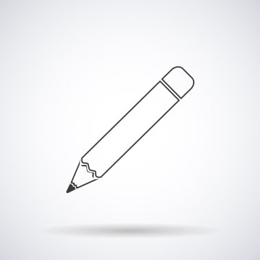 Beyaz arka planda gölgeli kalem siluet ikonu, vektör şık illüstrasyon