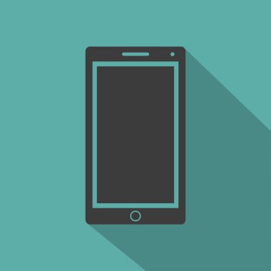 Telefon düz stil ikonu yeşil bir arka plan, vektör çizim gölge ile