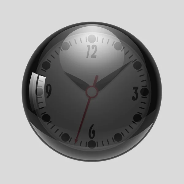 Horloge boule de verre sur fond gris, illustration vectorielle — Image vectorielle