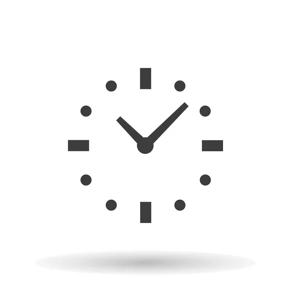Clock icon with shadow on a white background, vector illustration — Stock Vector