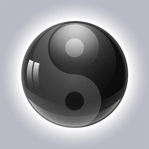 Gri arka planda Yin Yang topu, şık bir resim. — Stok Vektör