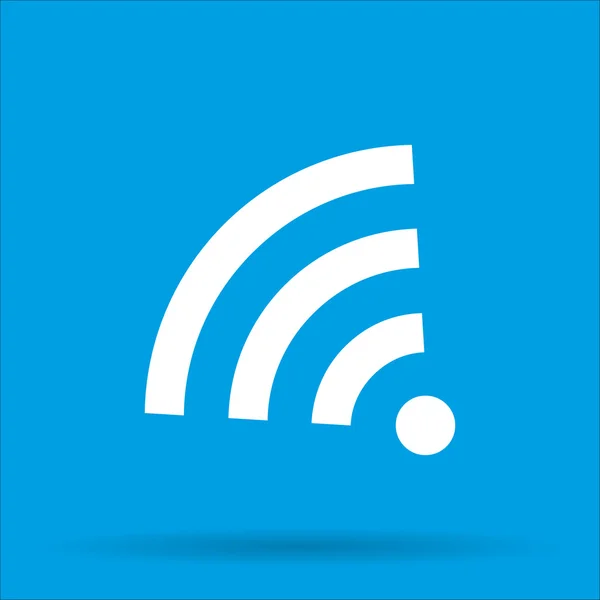 Icône WIFI avec ombre sur fond bleu, illustration vectorielle — Image vectorielle