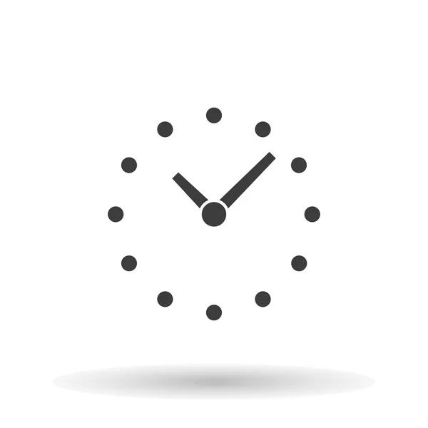 Icono del reloj con sombra sobre fondo blanco, ilustración vectorial — Archivo Imágenes Vectoriales