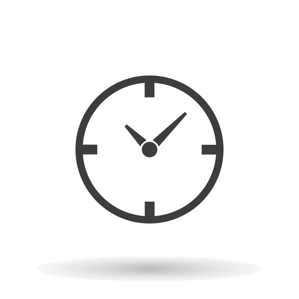 Clock icon with shadow on a white background, vector illustration