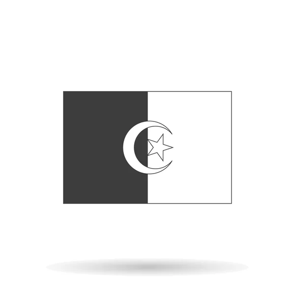 阿尔及利亚国旗图标与阴影在白色背景 — 图库矢量图片