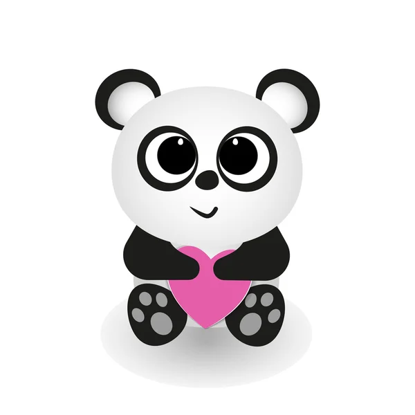 Panda mit Herz auf weißem Hintergrund, Vektor-Illustration stilvoll — Stockvektor