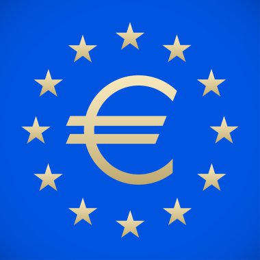yıldız, şık vektör illüstrasyon ile mavi bir arka plan üzerinde euro sembolü