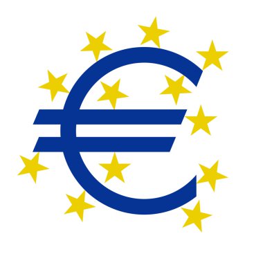 beyaz bir arka plan üzerinde yıldız ile euro para birimi sembolü, vektör illüstrasyon şık