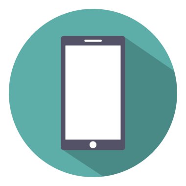 Telefon düz stil ikonu yeşil bir arka plan, vektör çizim gölge ile