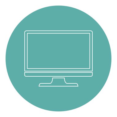 yeşil arka plan stok vektör illüstrasyon düz tarzda anahat simgesi ni izlemek