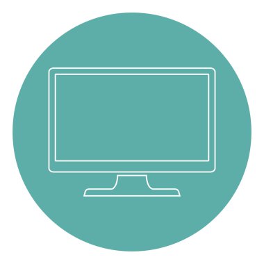 yeşil arka plan stok vektör illüstrasyon düz tarzda anahat simgesi ni izlemek