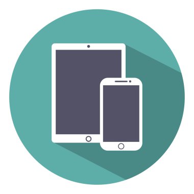 telefon, tablet simgeler düz stil üzerinde yeşil bir arka plan, vektör çizim şık