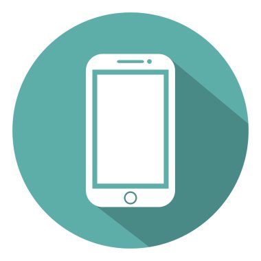 Telefon düz stil ikonu yeşil bir arka plan, vektör çizim gölge ile