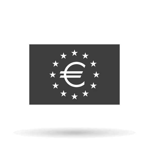 Icône drapeau de l'UE Union européenne avec le symbole de l'euro sur un fond blanc, illustration vectorielle élégante — Image vectorielle