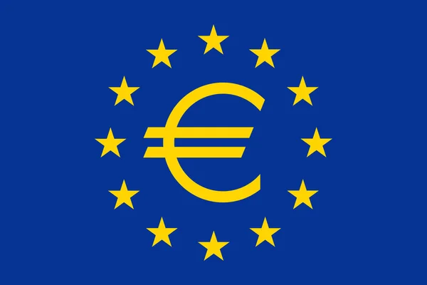 Bandiera ufficiale dell'UE Unione europea con il simbolo dell'euro, elegante illustrazione vettoriale — Vettoriale Stock