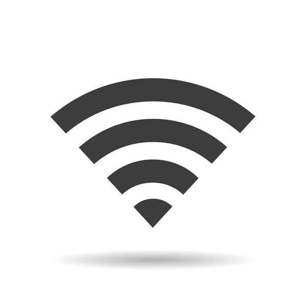 Icono WIFI con sombra sobre fondo blanco, ilustración vectorial — Vector de stock