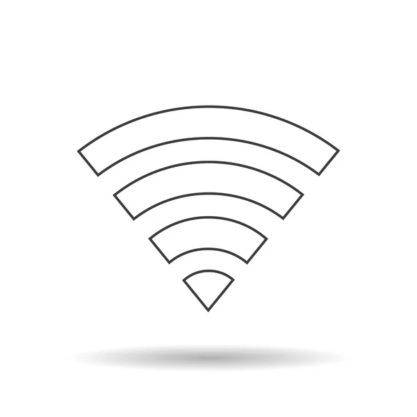 WIFI pictogram silhouet met schaduw op een witte achtergrond, vectorillustratie — Stockvector