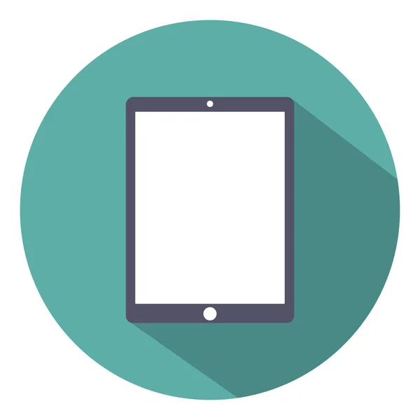 Tablet computer icon flat style with shadow on a green background, vector illustration — ストックベクタ