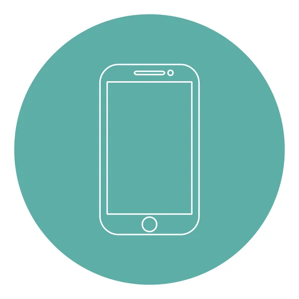 Mobiele platte stijl pictogram silhouet met schaduw op een groene achtergrond, vector illustratie — Stockvector