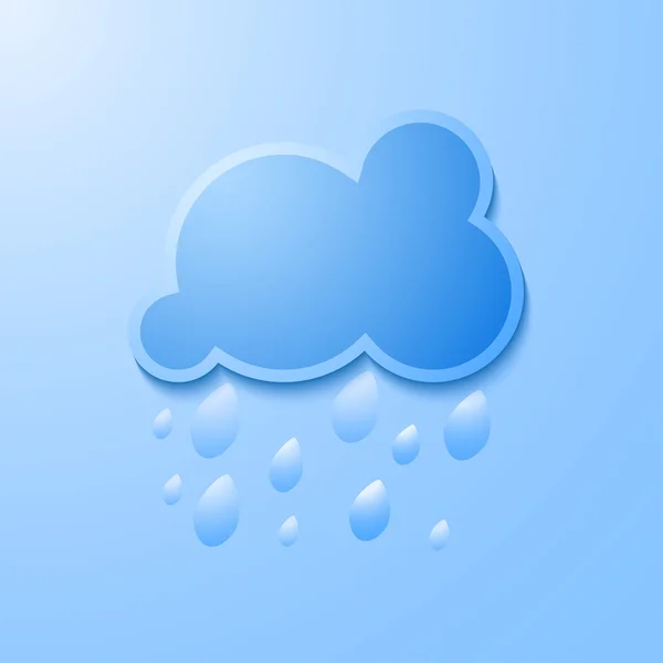Rain Cloud ikon med skugga på en blå bakgrund, vektor illustration snygg — Stock vektor