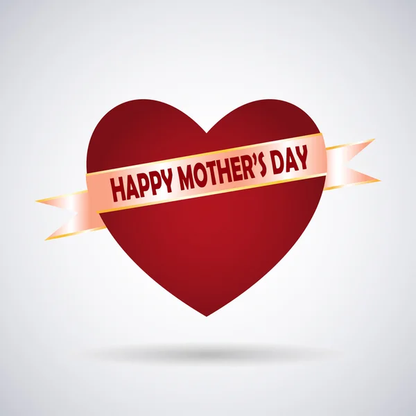 Happy Mothers Day. Festive Holiday typographical stylish vector illustration red heart with a ribbon and an lettering postcard