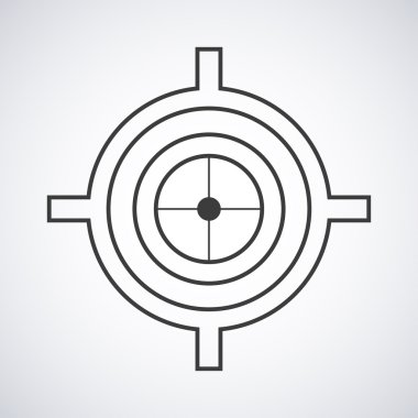 Hedef simgesini izole bir gri arka plan, şık vektör çizim, siluet web tasarımı için