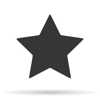 Gölgeli beyaz arka planda izole edilmiş yıldız simgesi, web tasarımı için şık vektör çizimi