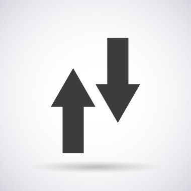 Web tasarımı için şık vektör çizimi, gölgeli beyaz arka plan üzerinde izole edilmiş oklar yukarı, aşağı simge