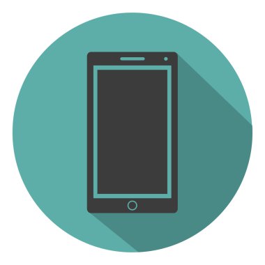Telefon düz stil ikonu yeşil bir arka plan web tasarımı için vektör illüstrasyon izole gölgeli
