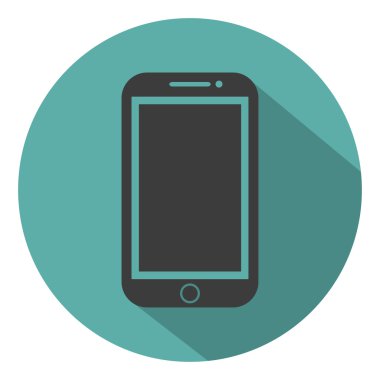 Telefon düz stil ikonu yeşil bir arka plan web tasarımı için vektör illüstrasyon izole gölgeli