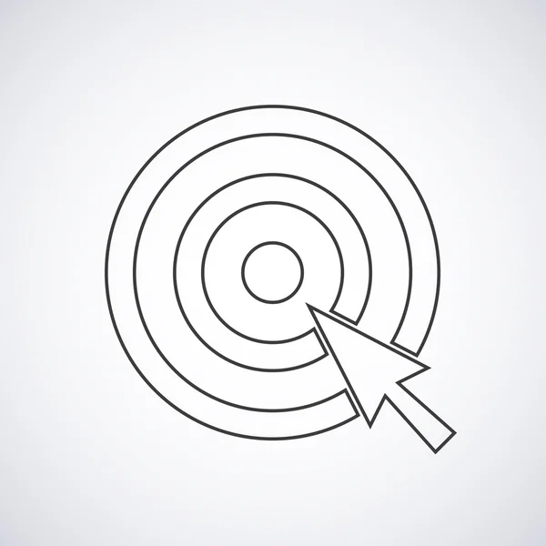 Icona di destinazione isolata su sfondo grigio, elegante illustrazione vettoriale, silhouette per il web design — Vettoriale Stock