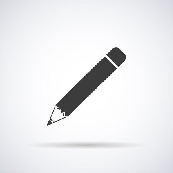 Pencil icon with shadow, isolated on a white background, vector stylish illustration for web design