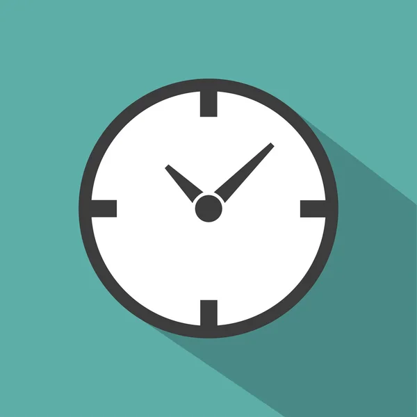 Icône d'horloge avec ombre, isolé sur un fond vert, illustration vectorielle élégante de style plat pour la conception web — Image vectorielle