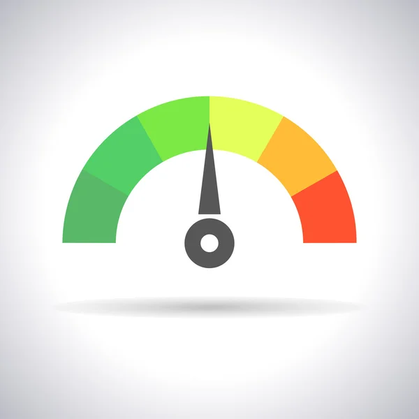 Hız göstergesi simgesi veya ok ile işaret, izole renkli Bilgi-grafik ölçer öğesi. Vektör illüstrasyon web tasarımı için şık