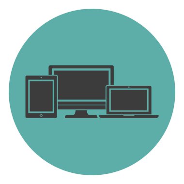 Dizi görüntü, dizüstü bilgisayar, tablet, elektronik cihaz anahat simgeleri şablon, şık vektör çizim web tasarımı için