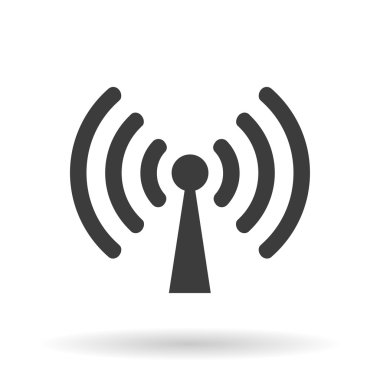 Beyaz arkaplanda gölgesi olan WIFI bölge simgesi, web tasarımı için vektör illüstrasyonu