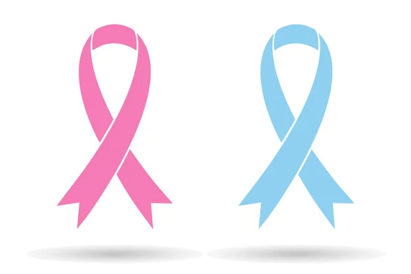 Pembe mavi kurdeleler, aids farkındalık sembolü, beyaz arka plan, şık vektör illüstrasyon izole