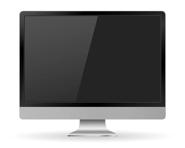 Monitor PC realistis diisolasi di latar belakang putih dengan bayangan, vektor ilustrasi gaya untuk desain web EPS10 - Stok Vektor