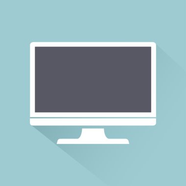 Işık arka planda izole gölge ile Monitör Pc simgesi düz tarzı, web tasarımı için vektör illüstrasyon