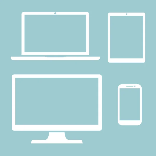 Ensemble d'icônes d'affichage, ordinateur portable, tablette et téléphones mobiles, contour isolé sur un fond clair illustration vectorielle élégante EPS10 — Image vectorielle
