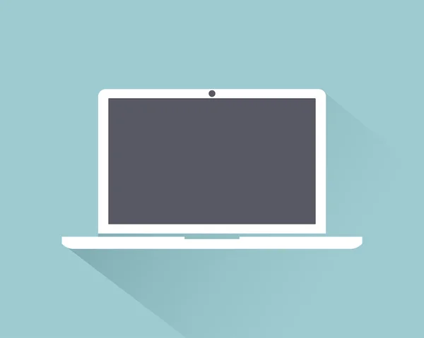Işık arka planda izole gölge ile Laptop simgesi düz stil, web tasarımı için vektör illüstrasyon