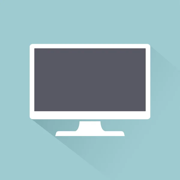 Monitore o estilo plano do ícone do PC com sombra isolada em um fundo claro, ilustração vetorial para web design —  Vetores de Stock